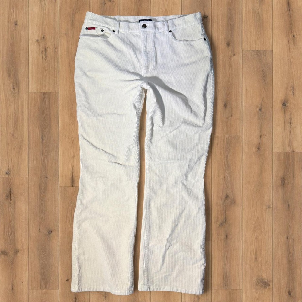 Chaps White Corduroy Wide Leg Pants Size 14